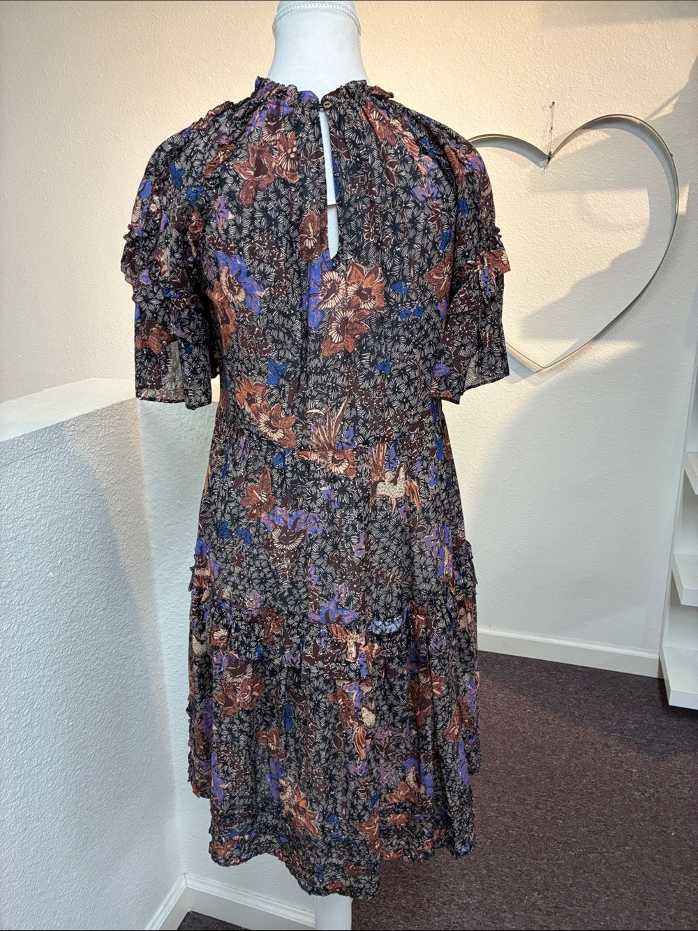 Ulla Johnson Floral Delia Mini Dress Tiered Ruffle Jet Sunburst Size 0‎ - Picture 8 of 12